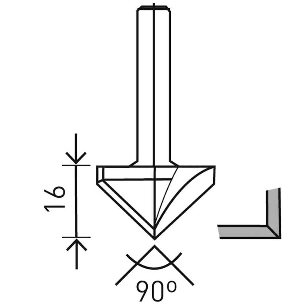 32mm x 49mm V-Groove Bit, 8mm Shank - Alt Image 1