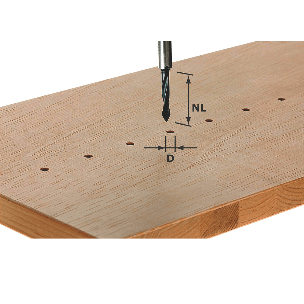 5mm x 53.5mm Dowel Drill Router Bit without Brad Point, 8mm Shank - Alt Image 1