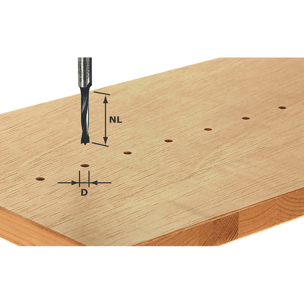 6mm x 53.5mm Dowel Drill Router Bit, 8mm Shank - Alt Image 1
