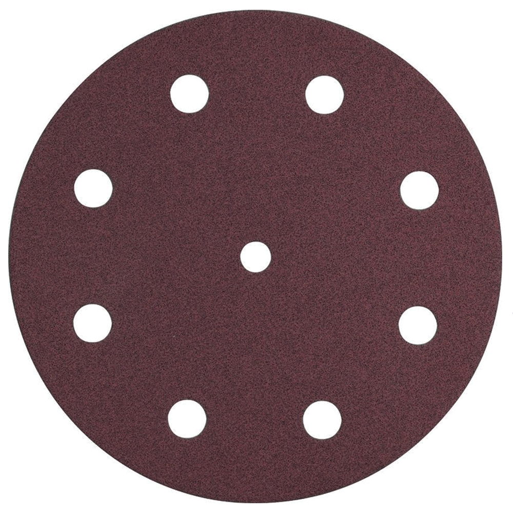 5" Hook & Loop 36 Grit 9 Holes Abrasive Saphir D125 Sanding Disc, Aluminum Oxide on Paper (25/Pack) - Main Image