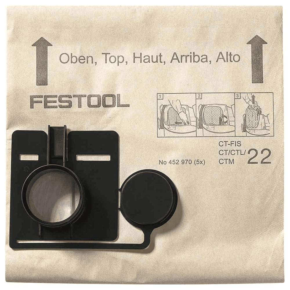 Festool CT Mini Dust Extractor Filter Bag - Double Layered Tear Resistant Material - Extends Life of Main Filter