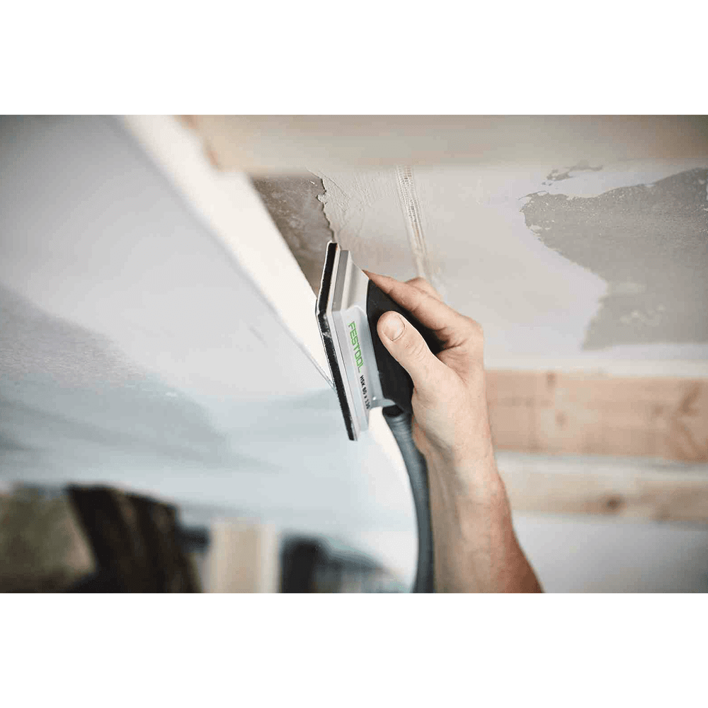 Hand Sanding Block in use on wood with Festool adapter