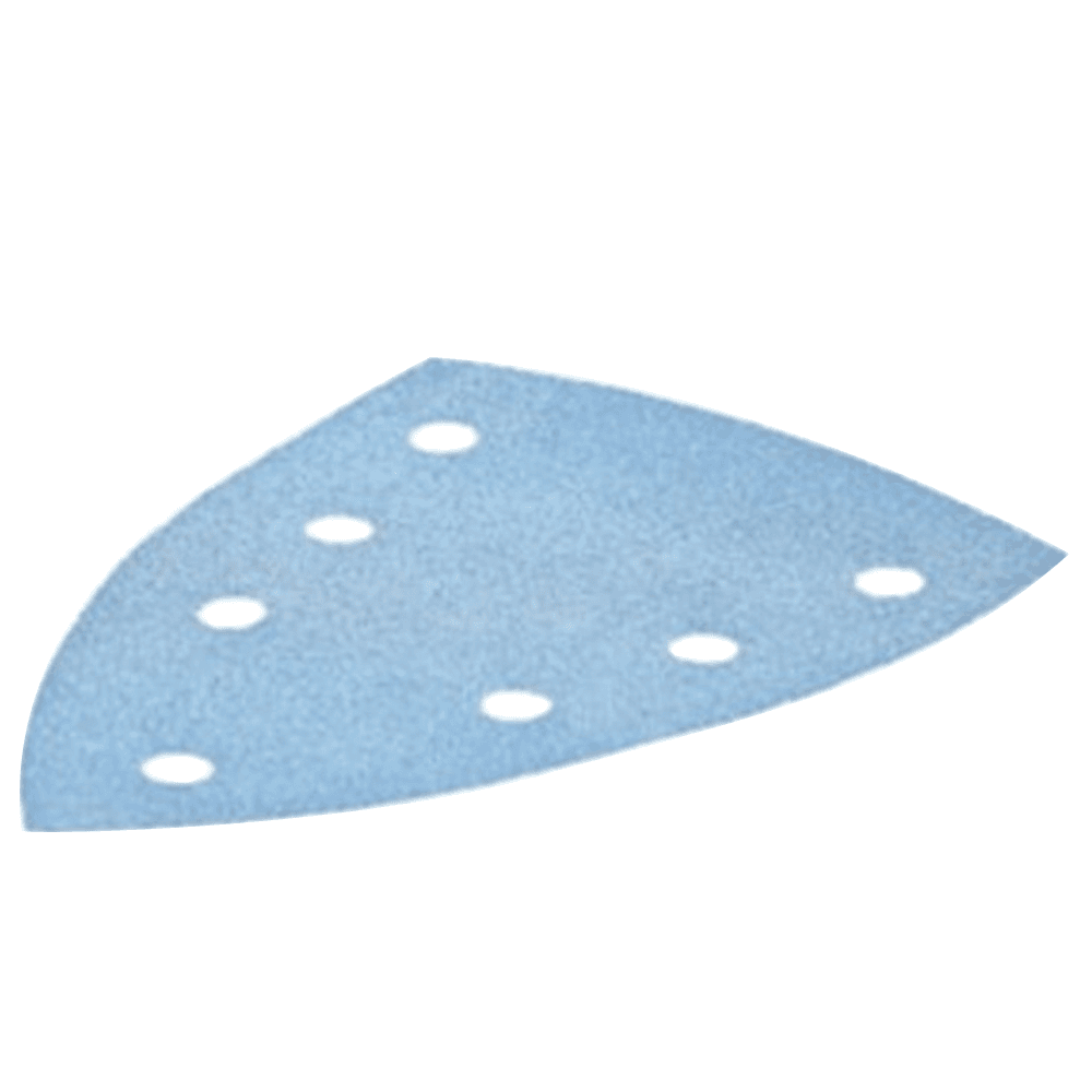 Hook & Loop 80 Grit 7 Holes Abrasive Granat DTS 400 Sanding Triangle, Aluminum Oxide on Paper (50/Pack) - Alt Image 1