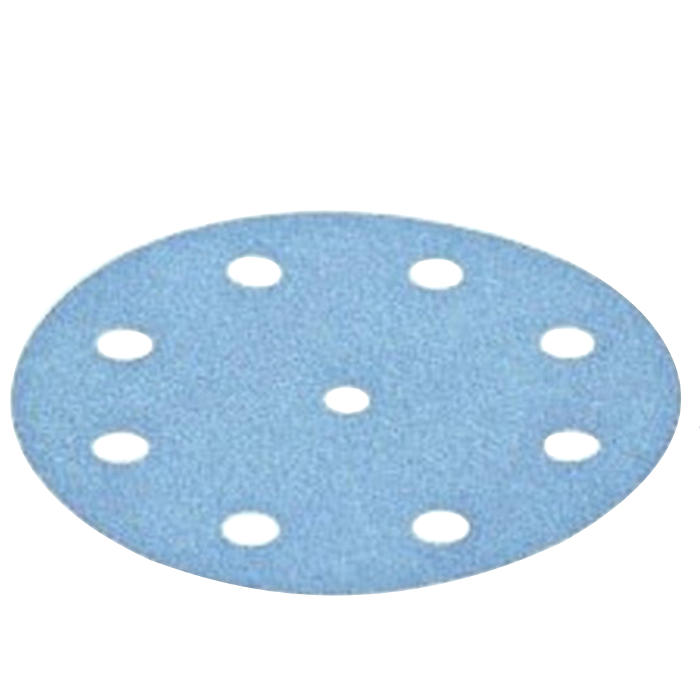 5" Hook & Loop 320 Grit 9 Holes Abrasive Granat D125 Sanding Disc, Aluminum Oxide on Paper (100/Pack) - Alt Image 1