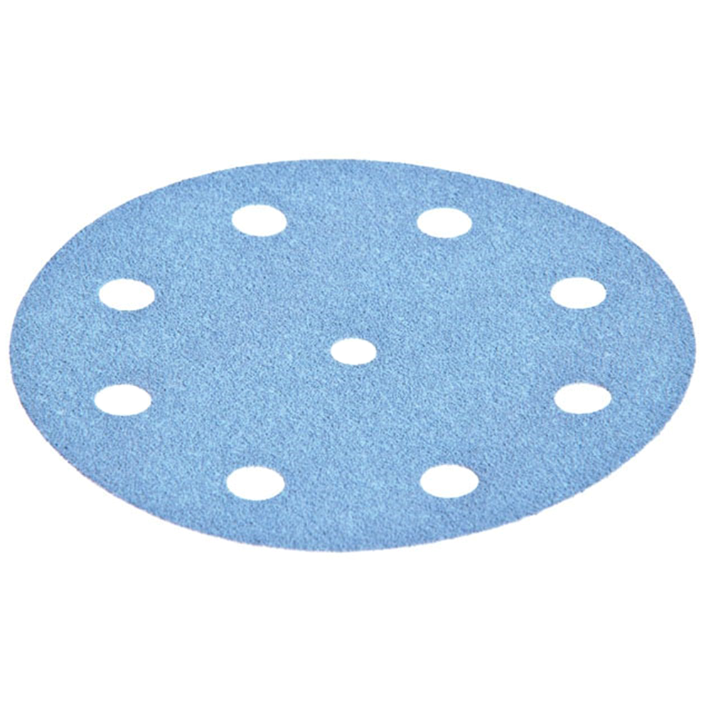 5" Hook & Loop 320 Grit 9 Holes Abrasive Granat D125 Sanding Disc, Aluminum Oxide on Paper (100/Pack) - Main Image