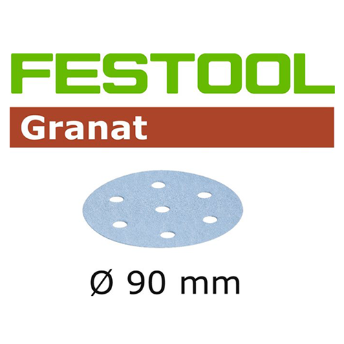 3-1/2" Hook & Loop 120 Grit 9 Holes Abrasive Granat D90 Sanding Disc, Aluminum Oxide on Paper (50/Box) - Alt Image 1