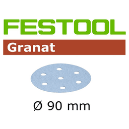 3-1/2" Hook & Loop 1500 Grit 9 Holes Abrasive Granat D90 Sanding Disc, Aluminum Oxide on Paper (50/Box) - Main Image