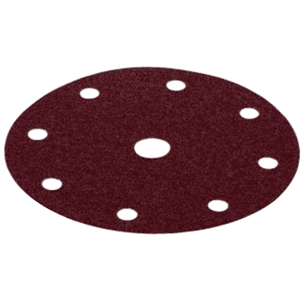 5" Hook & Loop 60 Grit 9 Holes Abrasive Rubin 2 Sanding Disc, Aluminum Oxide on Paper (10/Pack) - Alt Image 1