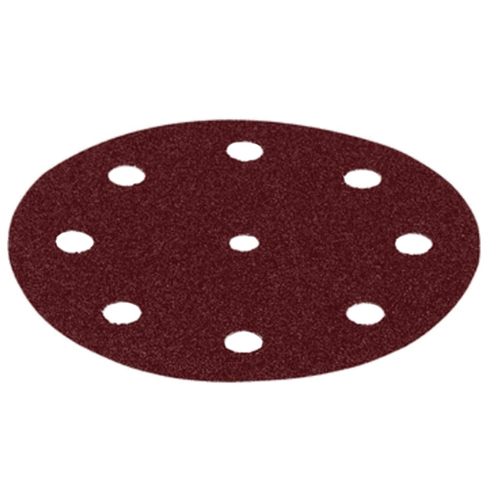 5" Hook & Loop 60 Grit 9 Holes Abrasive Rubin 2 Sanding Disc, Aluminum Oxide on Paper (10/Pack) - Main Image