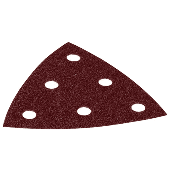 Hook & Loop 100 Grit 6 Holes Abrasive Rubin 2 D90 Delta Triangle, Aluminum Oxide on Paper (50/Pack) - Alt Image 1