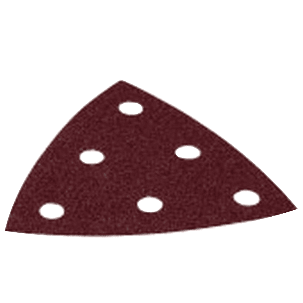 Hook & Loop 100 Grit 6 Holes Abrasive Rubin 2 D90 Delta Triangle, Aluminum Oxide on Paper (50/Pack) - Alt Image 2