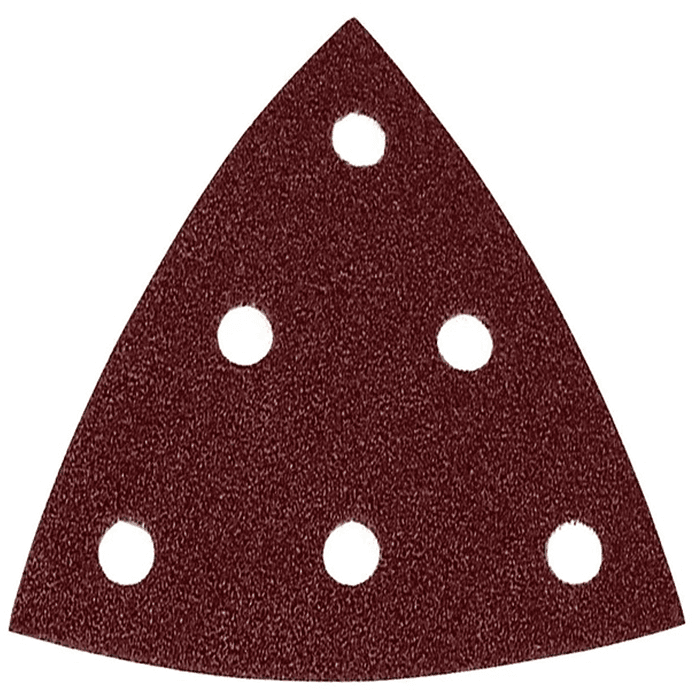 Hook & Loop 100 Grit 6 Holes Abrasive Rubin 2 D90 Delta Triangle, Aluminum Oxide on Paper (50/Pack) - Main Image
