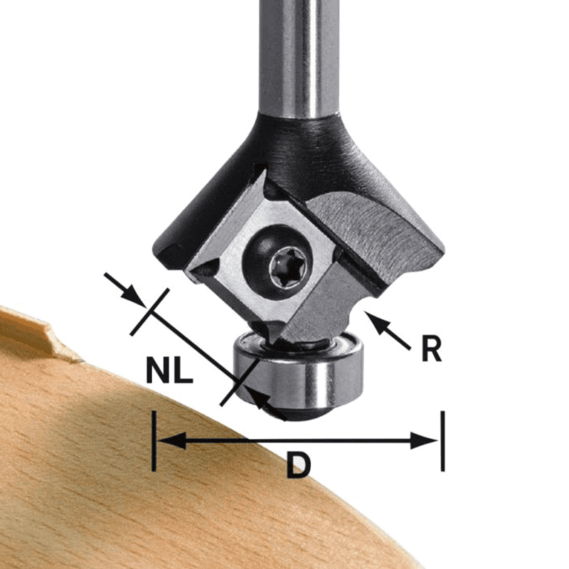 2-1/8" x 3/64" Radius Router Bit for Edge Banding, 5/16" Shank - Alt Image 1