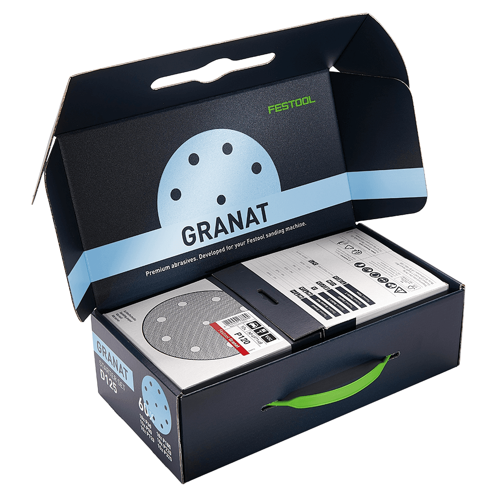 5" Hook/Loop Multiple Grit 9 Holes Granat Sanding Disc Starter Set, Aluminum Oxide/Ceramic Alt 1 - Image
