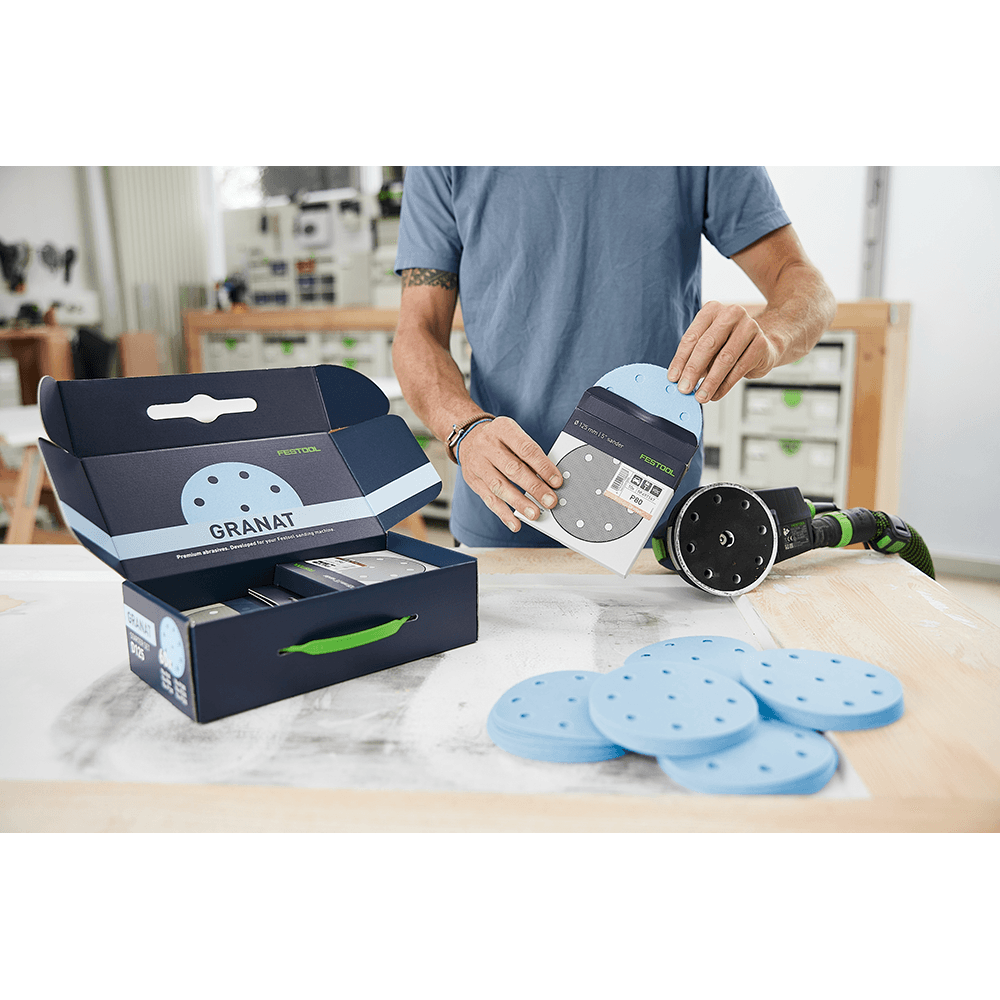 5" Hook/Loop Multiple Grit 9 Holes Granat Sanding Disc Starter Set, Aluminum Oxide/Ceramic Alt 6 - Image