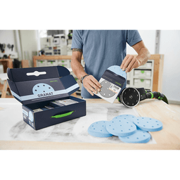 5" Hook/Loop Multiple Grit 9 Holes Granat Sanding Disc Starter Set, Aluminum Oxide/Ceramic Alt 6 - Image