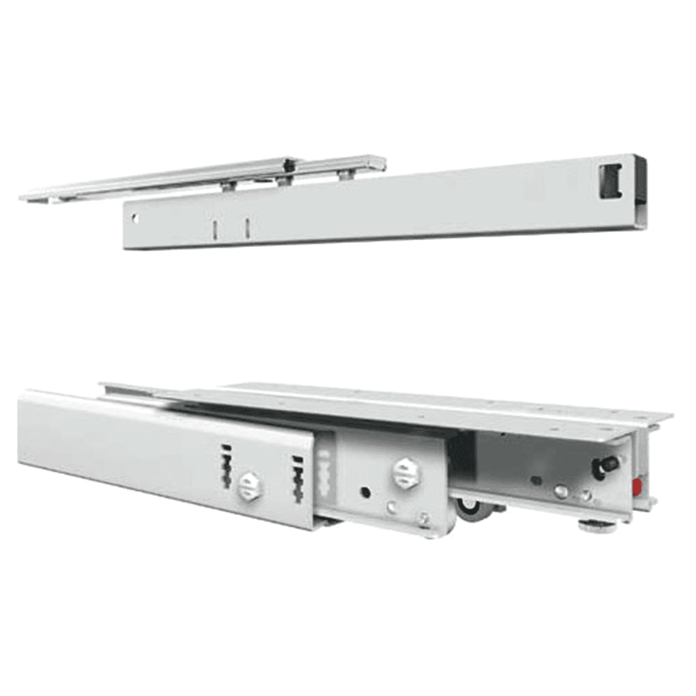 Fulterer 777 Pantry Slide with 440lb Capacity, Full Extension, Floor-Mount, White, 20 - Close Up of Thumbscrew for Vertical Tilt Adjustment