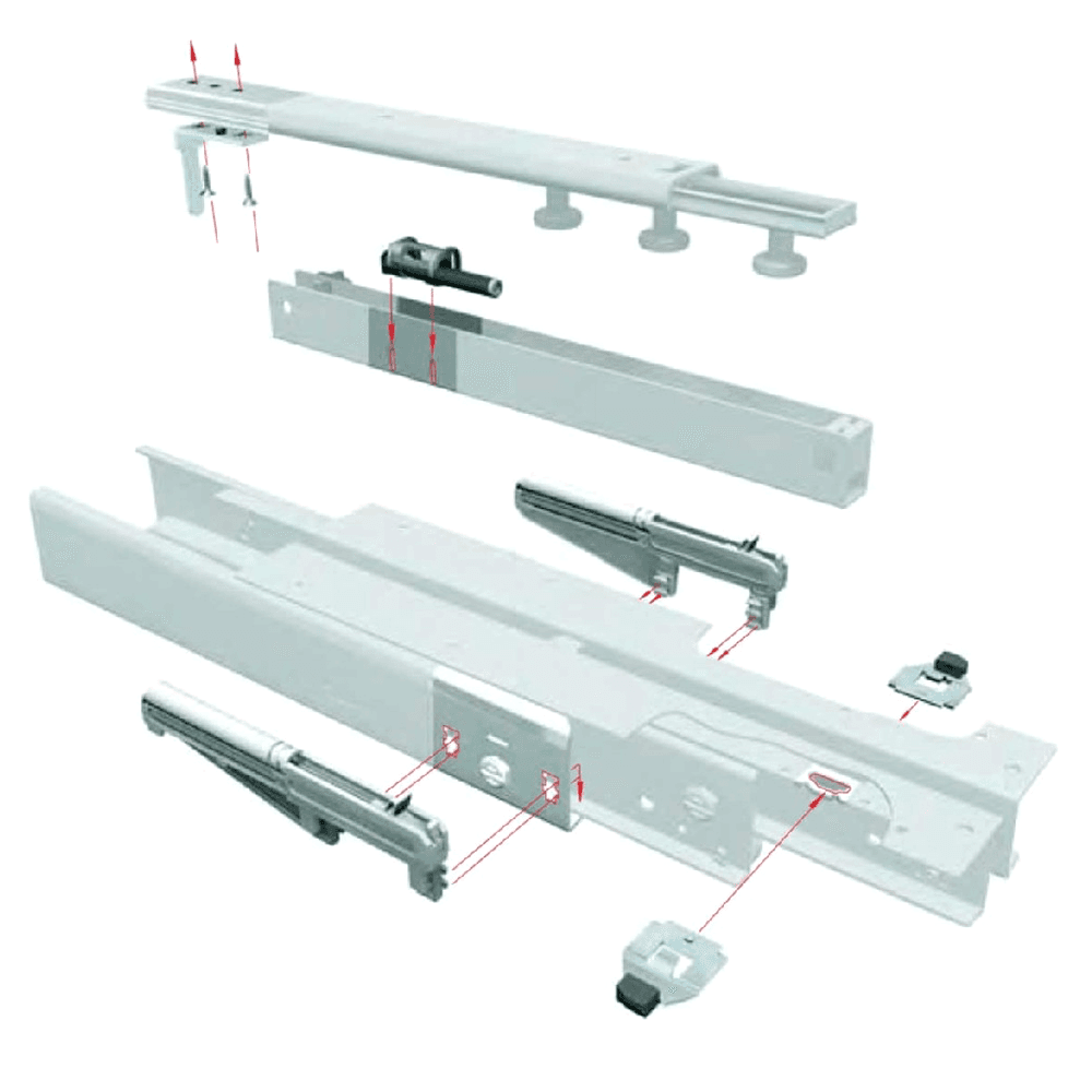 Fulterer FT777 pantry slide with self-closing system in white color