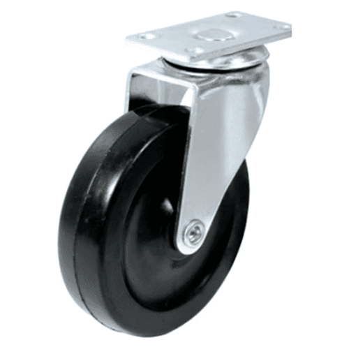 4" Black Rubber Swivel Castor with Break Main - Image