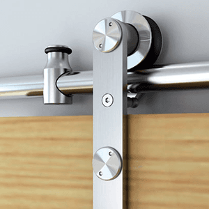 Stainless Steel Barn Door Hardware Kit - Set Includes Clamps, Door Stoppers, Rail, End Caps, Sliding Door Rollers, Floor Guide, Screws and Mounting Tools