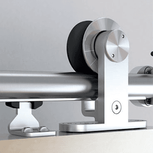 Us Futaba 6.5'''' Round Rail Barn Door Hardware Kit with Soft-Close - Sliding Door Rollers and End Caps