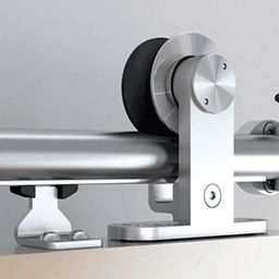 Us Futaba 6.5'''' Round Rail Barn Door Hardware Kit with Soft-Close - Sliding Door Rollers and End Caps