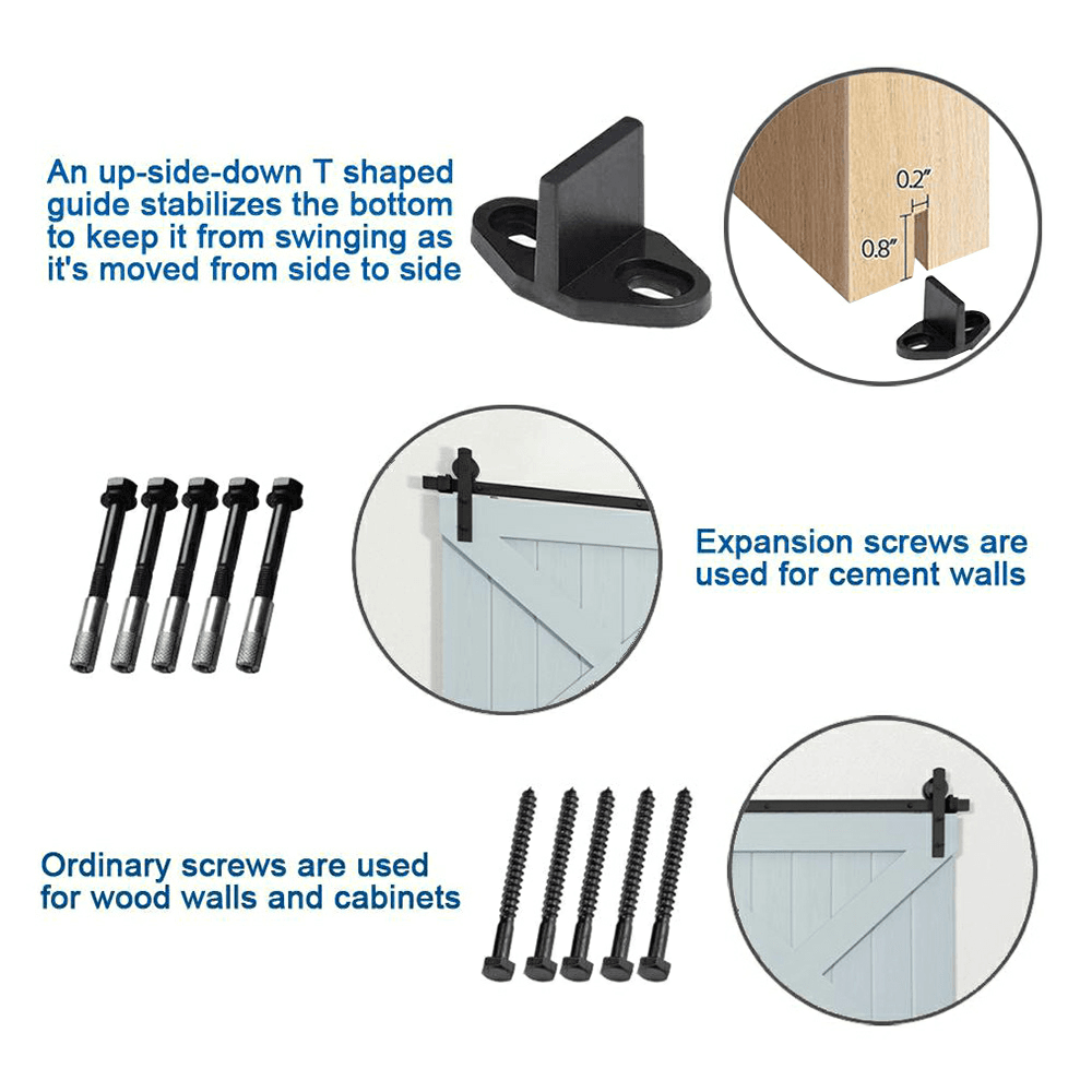 Sliding Door Rollers and Floor Guide Included with Us Futaba Mini-Barn Door Hardware Kit