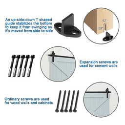 Sliding Door Rollers and Floor Guide Included with Us Futaba Mini-Barn Door Hardware Kit