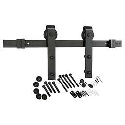 8'''' Flat Rail Barn Door Hardware Kit, Matte Black Finish, Steel with Powder Coat or Stainless Steel