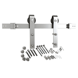 6.5'''' Flat Rail Barn Door Hardware Kit, Stainless Steel Finish, Surface Mount - Image 1