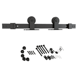 Us Futaba 6.5'''' Flat Rail Barn Door Hardware Kit, Top Mount, Matte Black Finish - Image 1