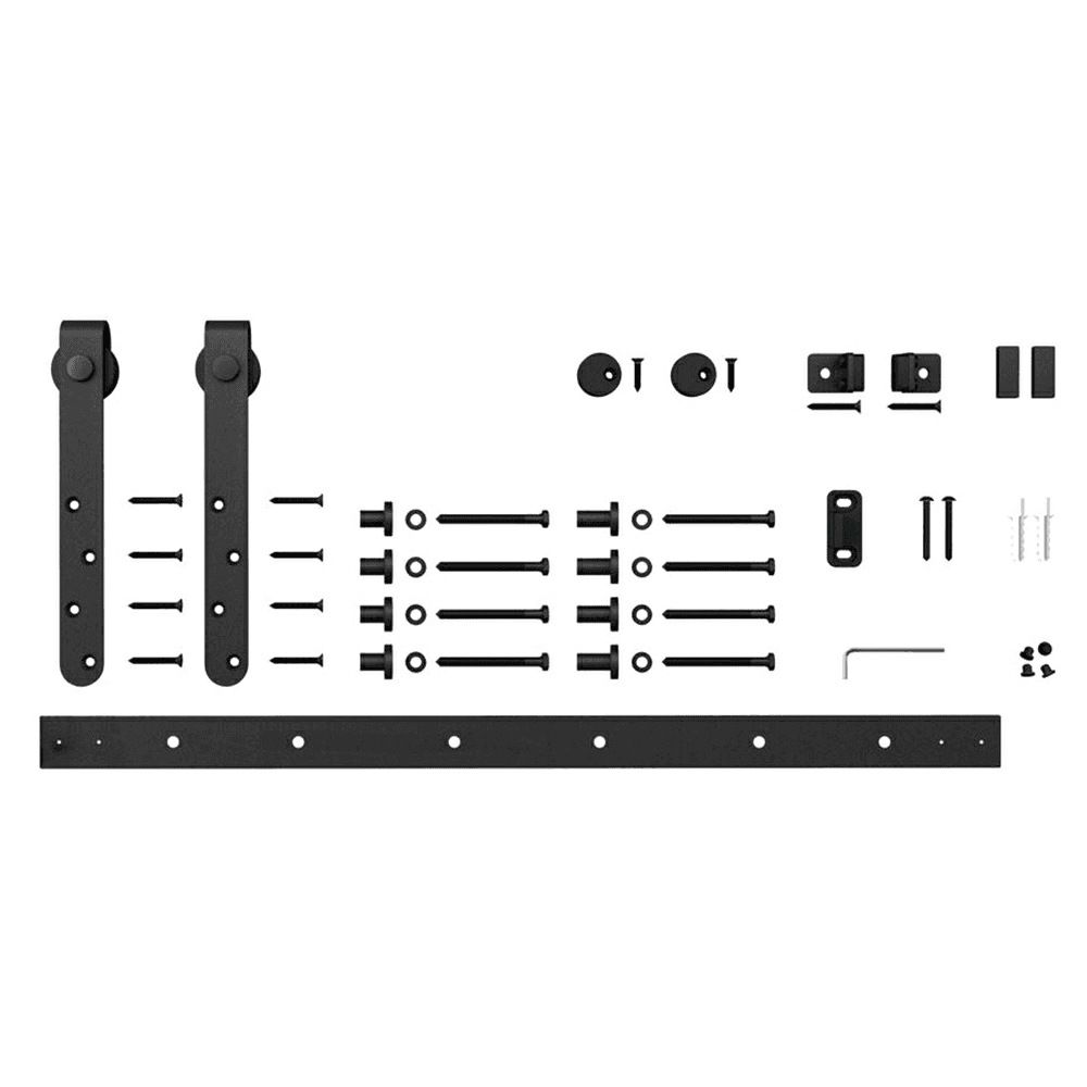 70" Mini-Barn Door Flat Rail Kit with Matte Black Finish for Space Saving Sliding Doors