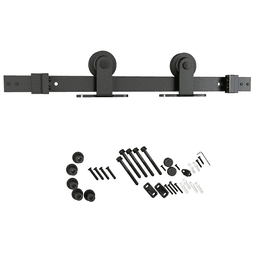 Matte black finish 8'''' flat rail barn door hardware kit