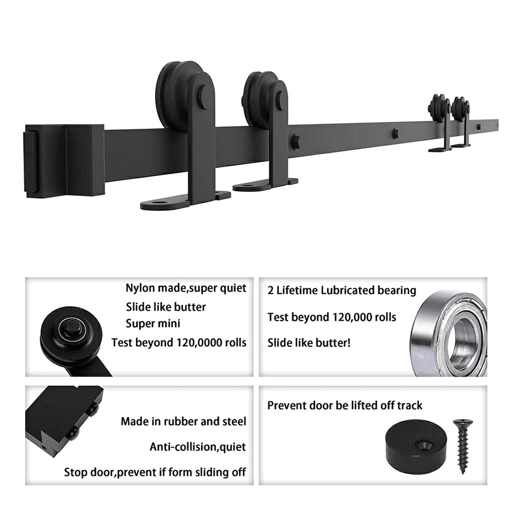 Matte black top mount roller for mini-barn door hardware