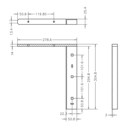Pro Value Series Concealed Flat Bracket, Black - Diagram
