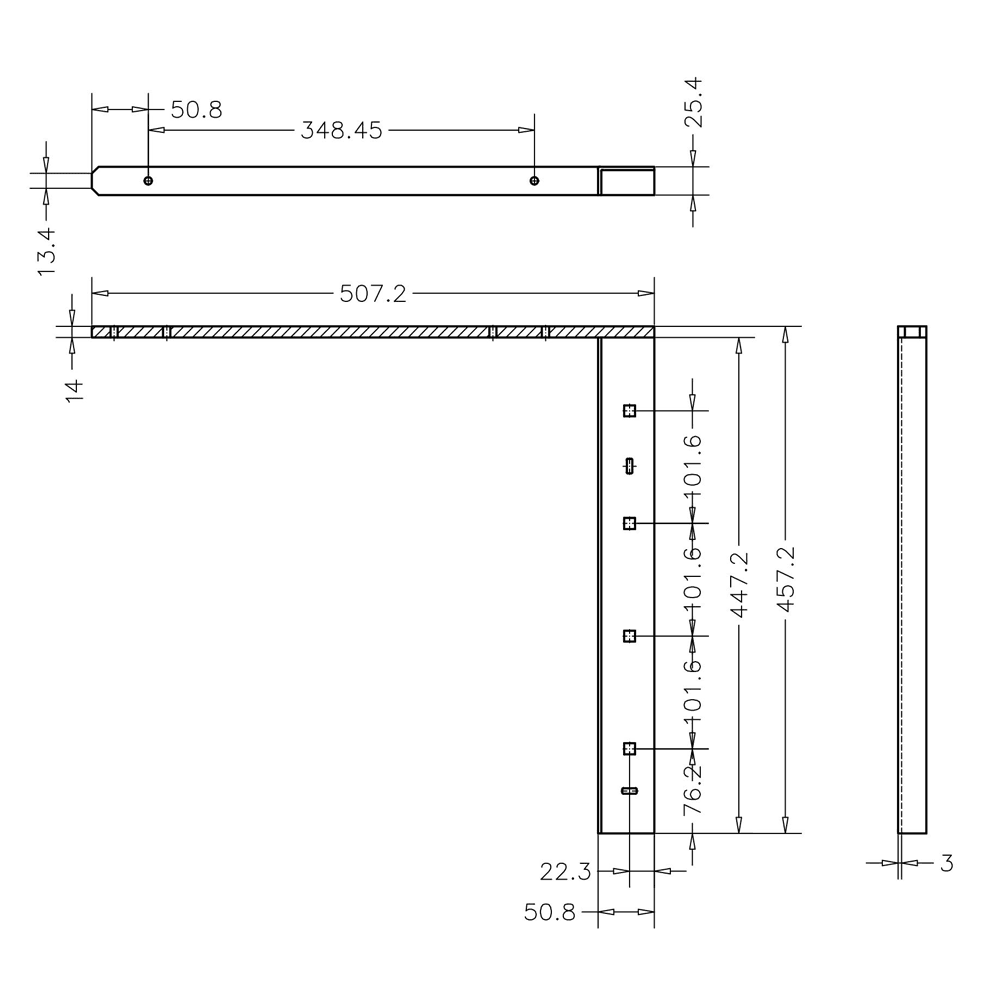 Pro Value Series Concealed Flat Bracket, Black - Diagram