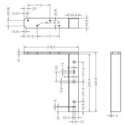 Pro Value Series Concealed Flat Bracket, Black - Diagram