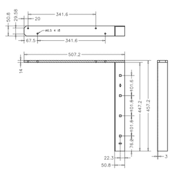 Pro Value Series Concealed Flat Bracket, Black - Diagram