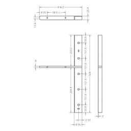 Pro Value Series Concealed Extended Flat Bracket, Black - Diagram