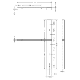 Pro Value Series Concealed Extended Flat Bracket, Black - Diagram