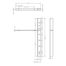 Pro Value Series Concealed Extended Flat Bracket, Black - Diagram