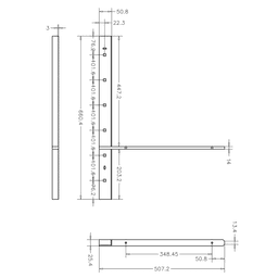 Pro Value Series Concealed Extended Flat Bracket, Black - Diagram