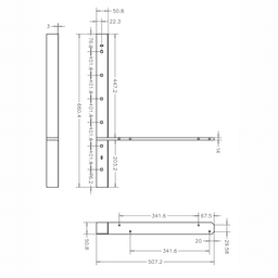 Pro Value Series Concealed Extended Flat Bracket, White - Diagram