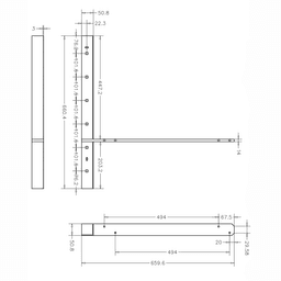 Pro Value Series Concealed Extended Flat Bracket, Black - Diagram