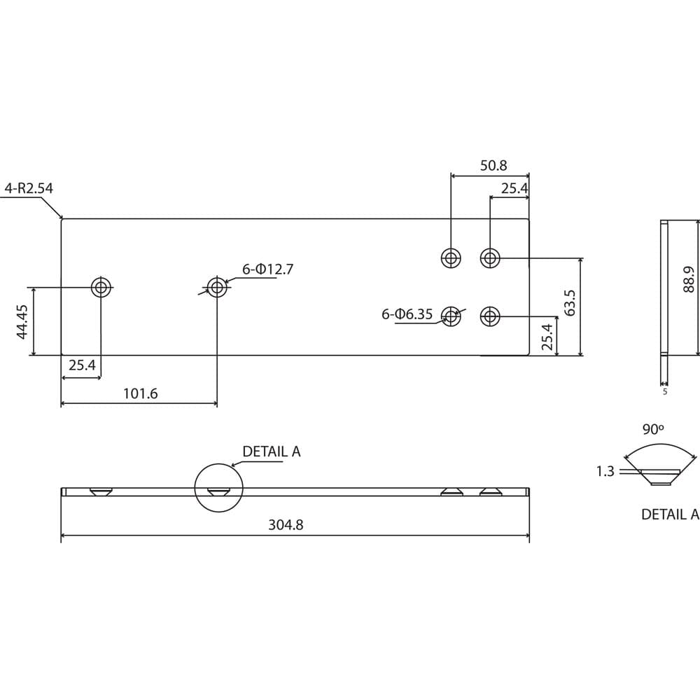 12" PRO Countertop Support Bracket, Standard Duty, Black Finish - Diagram