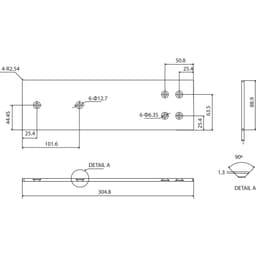 12" PRO Countertop Support Bracket, Standard Duty, Black Finish - Diagram