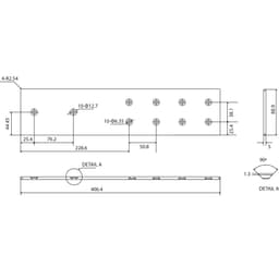 16" PRO Countertop Support Bracket, Standard Duty, Black Finish - Diagram