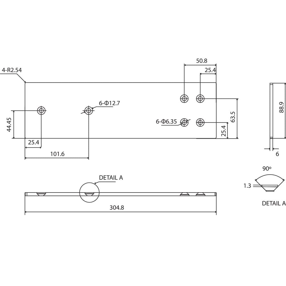 12" PRO Countertop Support Bracket, Heavy Duty, Black Finish - Diagram