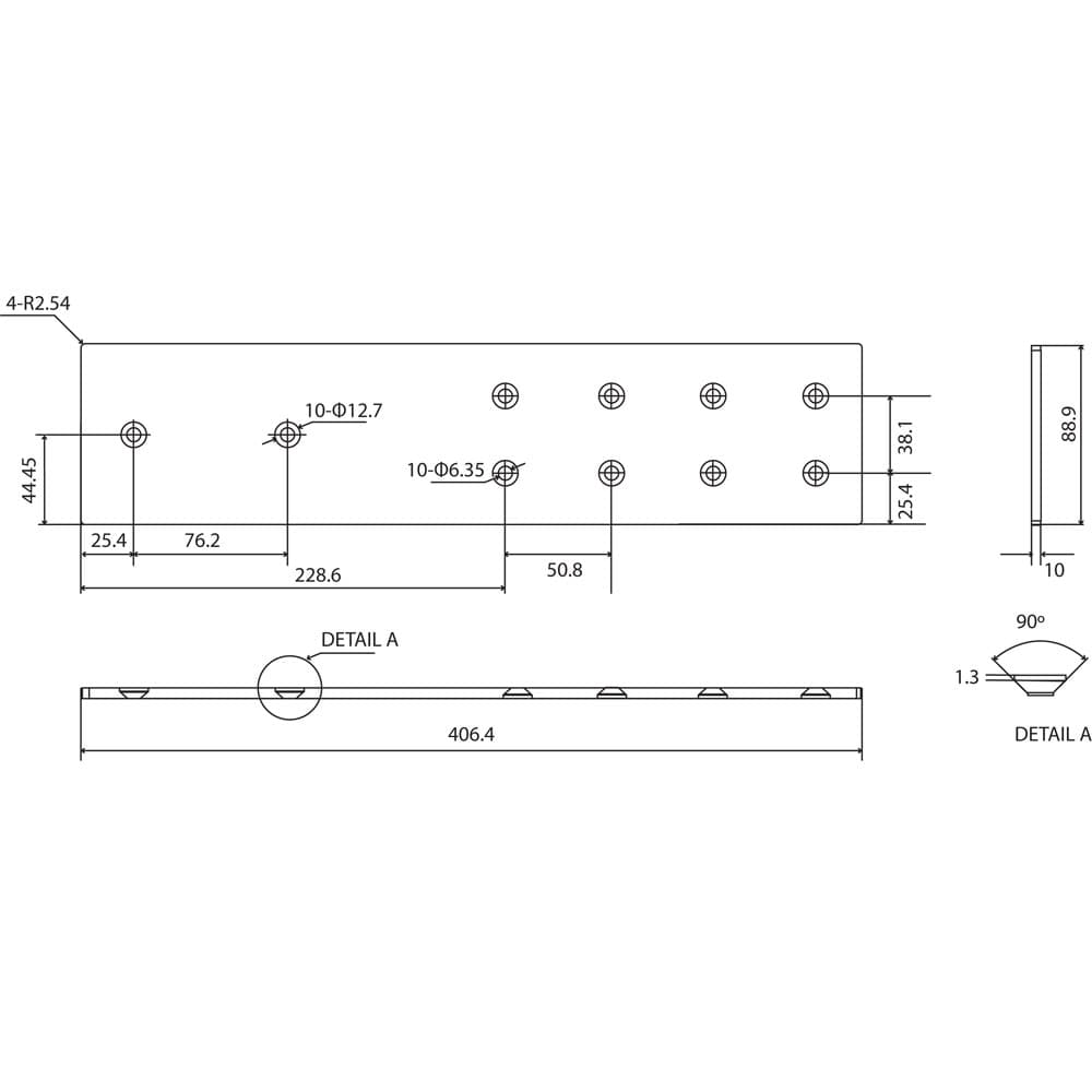 16" PRO Countertop Support Bracket, Heavy Duty, Black Finish - Diagram