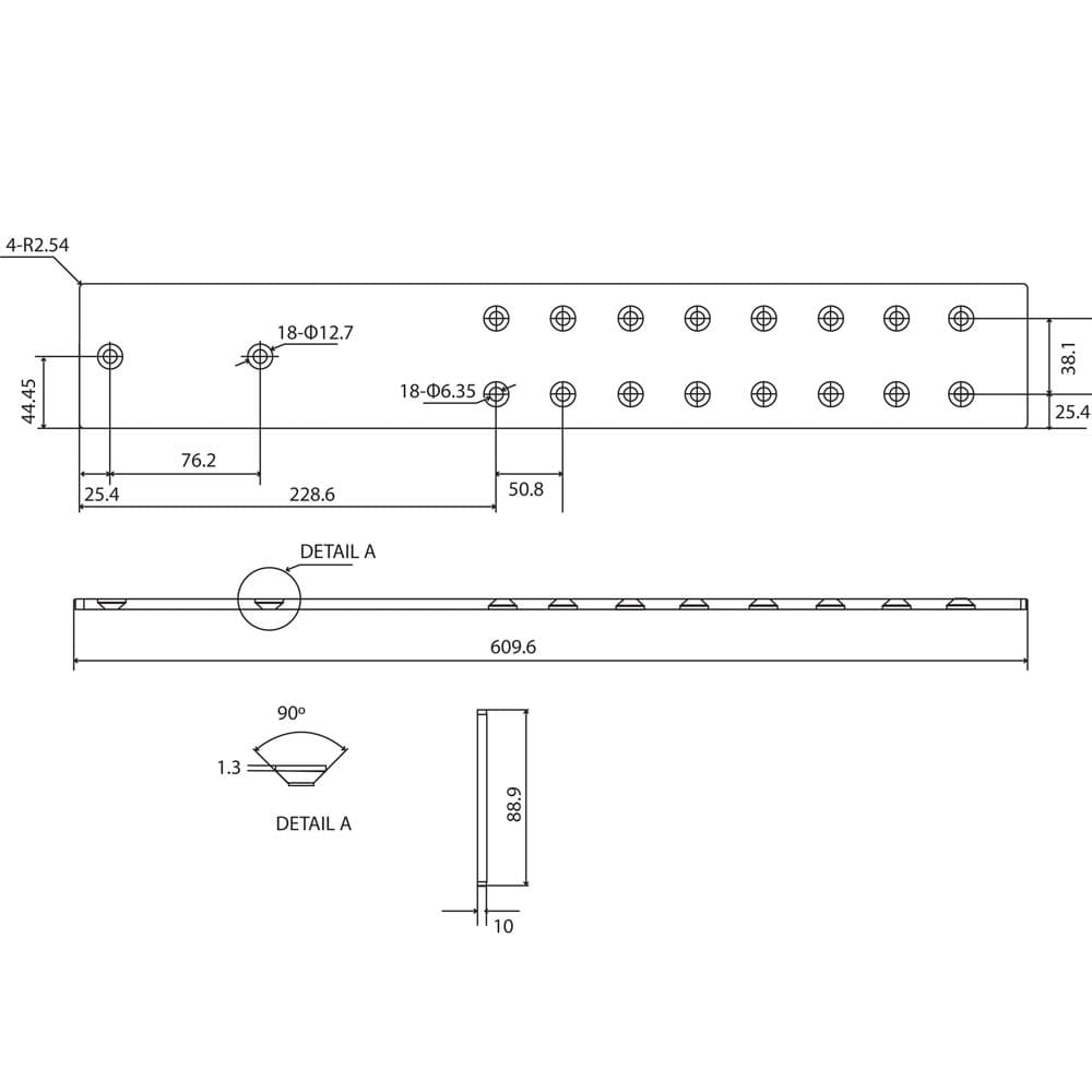 24" PRO Countertop Support Bracket, Heavy Duty, Black Finish - Diagram